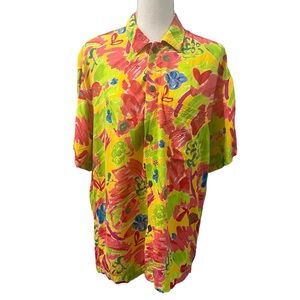 Vintage Xtreme Island Designs Hawaii Retro Floral Men’s Button Up Shirt M